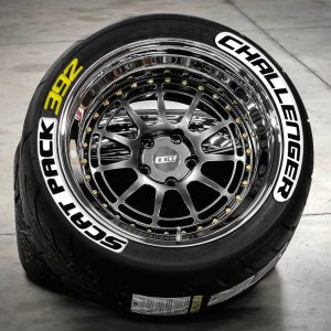 Scatpack Challenger Black White + 392 Yellow, Set for 4 Tires (1211)