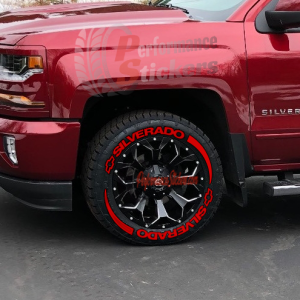 SILVERADO + LOGO + STRIPES red a Set for 4 tires (762)