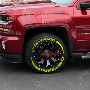 SILVERADO + LOGO + STRIPES yellow, a Set for 4 tires (764)