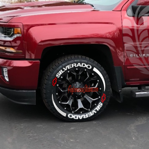 SILVERADO + RED LOGO + STRIPES , a Set for 4 tires (758)