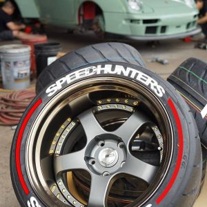 SPEEDHUNTERS WHITE + STRIPES RED ,a Set for 4 tires (227)