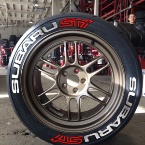 SUBARU WHITE + STI RED , a Set for 4 tires (110)