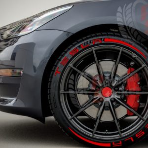 TESLA + STRIPES red, a Set for 4 tires (736)