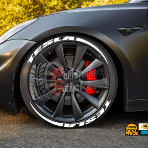 TESLA + STRIPES white new design, a Set for 4 tires (750)