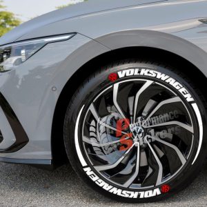 VOLKSWAGEN white + LOGO + STRIPES , a Set for 4 tires (642)