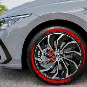 VOLKSWAGEN red + LOGO + STRIPES , a Set for 4 tires (644)