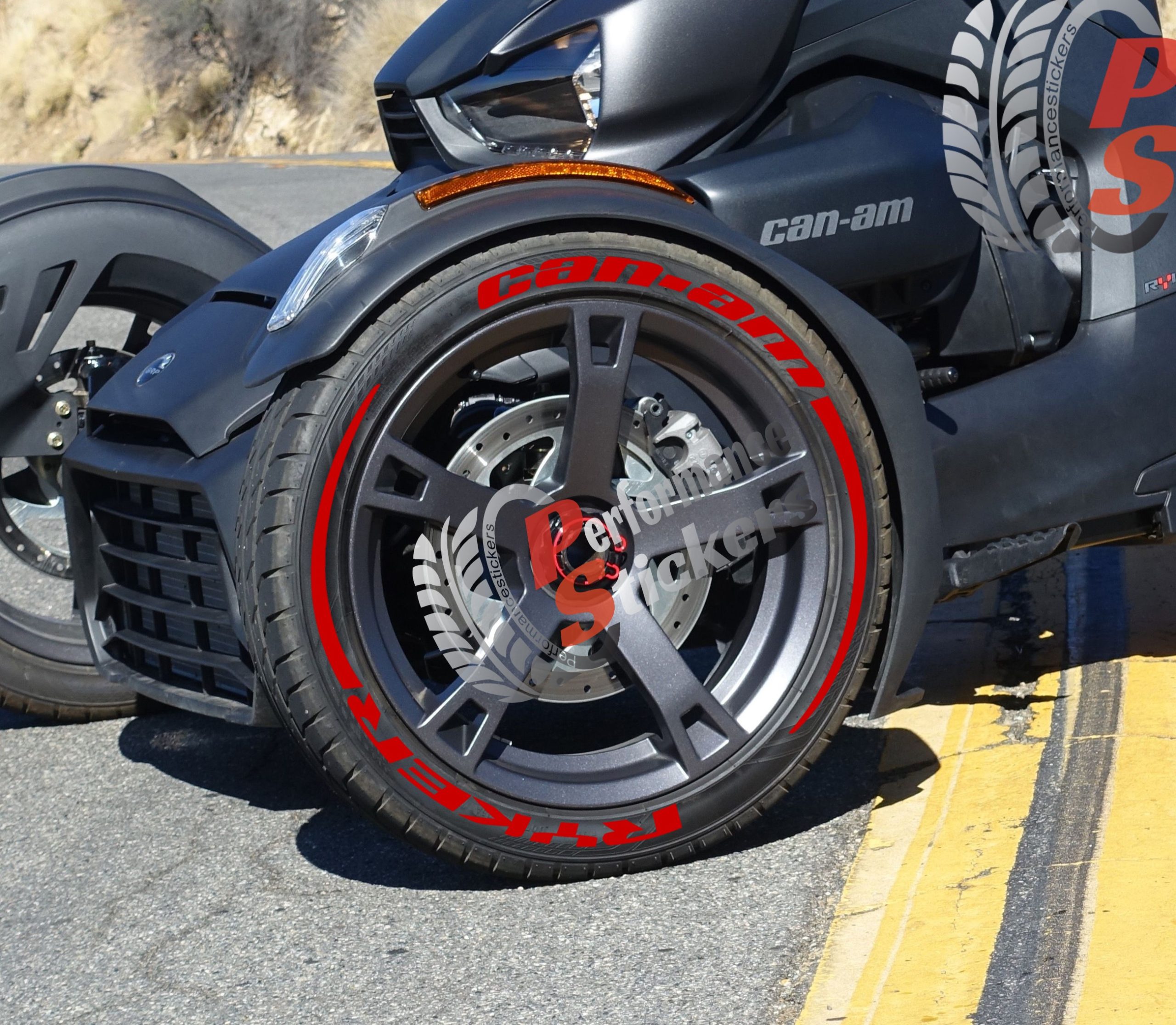 Ryker Can-Am + Stripes Full Red, Set for 3 Tires (913) - Image 3