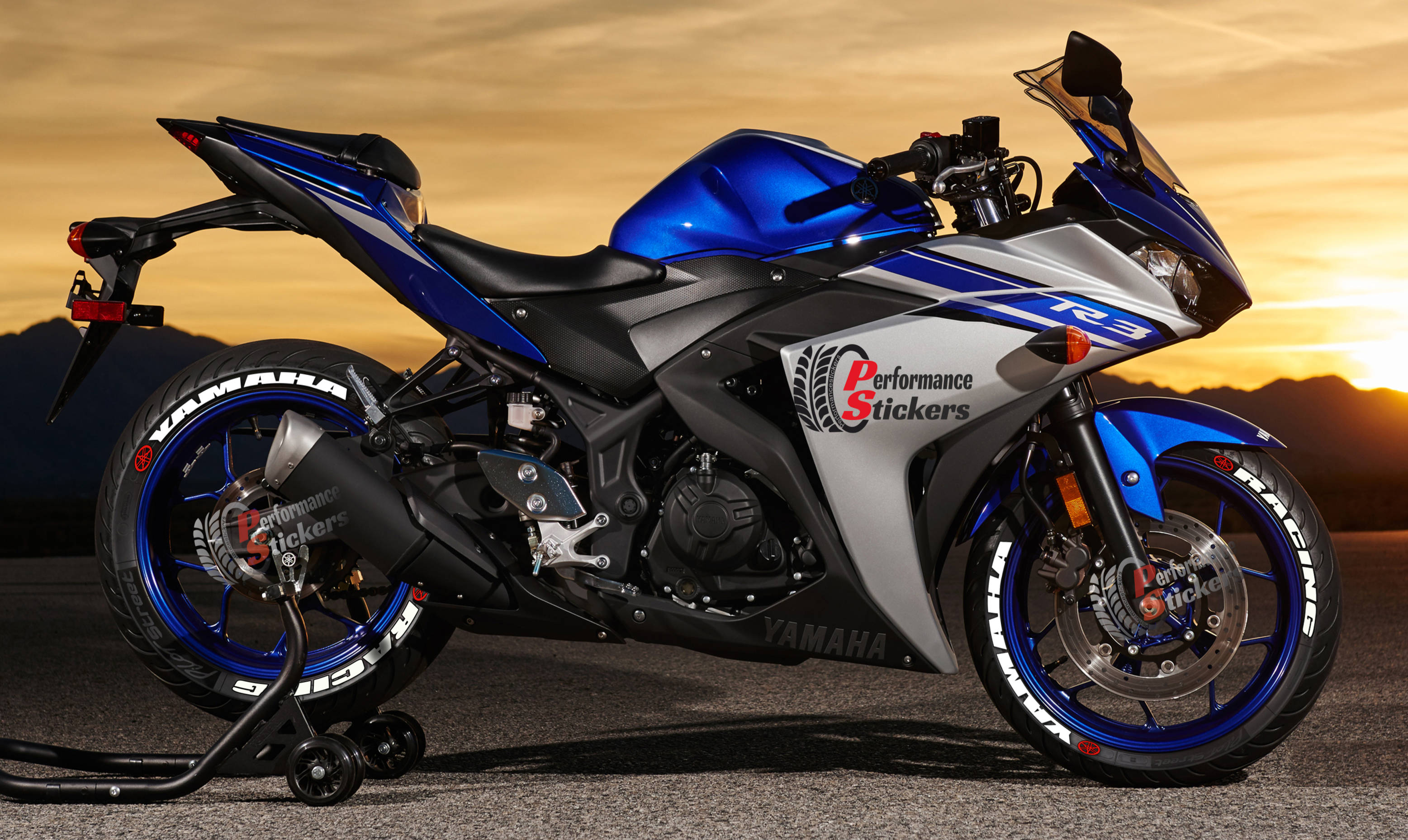 Yamaha Racing + Logo Red, Set For 2 Tires Both Sides Left And Right (1602) - Image 3